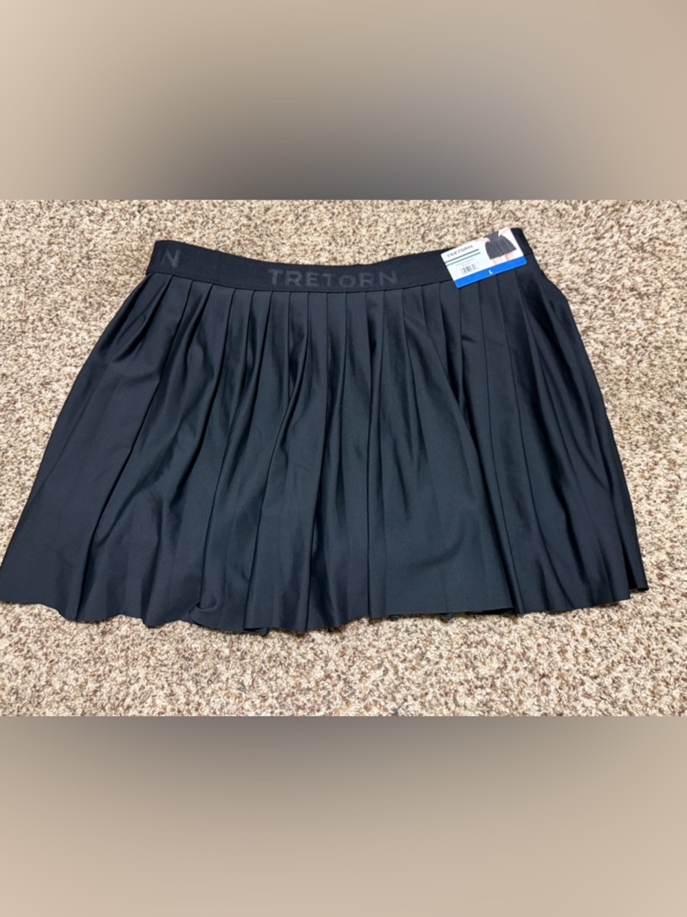 Tretorn Black Pleated Tennis Skirt with Branded Waistband Womens L NWT